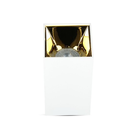 GU10 kvadratisk påbygningsspot - Hvit/Gull, aluminium, max 35W, 8x8cm