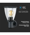 E27 utendørs vegglampe - Oppovervendt, IP44, rustfritt stål, mørkegrå, uten lyskilde