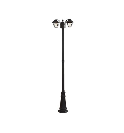 2-hodet hagelampe til E27, 230cm - IP44, sort, aluminium, uten lyskilde