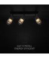 18W LED designer taklampe med 3 spots - 2160lm, 3000K, matt sort, justerbar, inkl. lyskilde