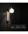 190x120x430 mm VT-89021 vegglampe 10W - LED, dekorativ, 3000K, børstet nikkel + hvit