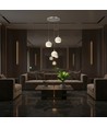 3x10W LED designer pendellampe - 3600lm, 3000K, børstet nikkel, hvit finish
