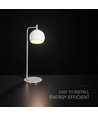 10W dekorativ LED bordlampe - Ø16 x 44 cm, 1200lm, børstet nikkel og hvit, 3000K