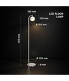 10W designer gulvlampe - 1200lm, 120lm/W, 3000K, børstet nikkel, høyde 141cm