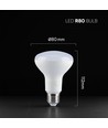 E27 10W R80 LED pære - Samsung LED chip, 800lm, 120 grader, kald hvit