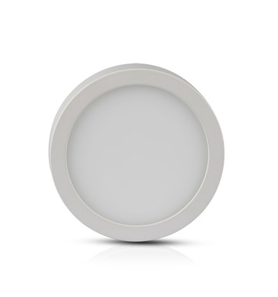 6W Ø9cm LED taklampe - 4000K, 420lm, hvit kant, rund, inkl. lyskilde