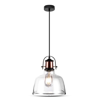 Vt-7220 pendellampe E27 - gjennomsiktig, svart takrosett
