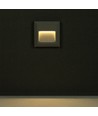 2W LED vegglampe for innbygging - IP65, 12,4 x 12,4 cm, sort, firkantet, 4000K, step light