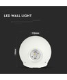 VT-836 LED vegglampe 6W - opp-ned, 3000K, hvitt hus, IP65