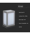 12W LED vegglampe, grå - 750lm, 6400K, kald hvit