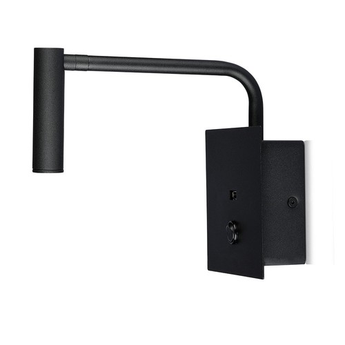 Vt-2943 LED vegglampe 3W - med bryter, USB-port, 3000K, svart