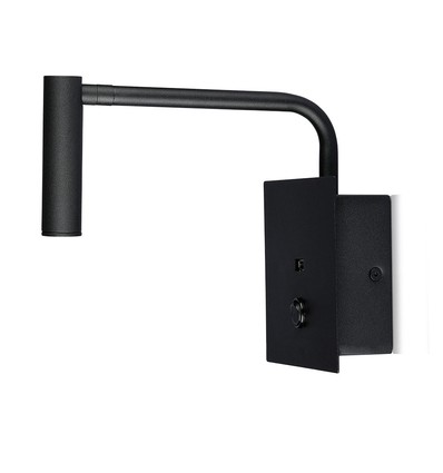 Vt-2943 LED vegglampe 3W - med bryter, USB-port, 3000K, svart