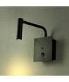3W LED senge/hotell vegglampe med USB og bryter - Sort, 3000K, COB CREE chip, 12x12 cm