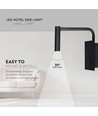 3W LED senge/hotell vegglampe med USB og bryter - Sort, 3000K, COB CREE chip, 12x12 cm