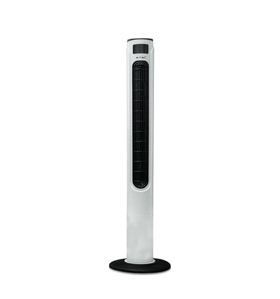 55W LED tårnvifte, 116cm - Inkl. fjernkontroll, temperaturdisplay, 3 hastigheter, hvit/sort