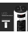 55W LED tårnvifte, 116cm - Inkl. fjernkontroll, temperaturdisplay, 3 hastigheter, hvit/sort