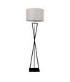 Designer gulvlampe E27 - rund elfenbensfarget lampeskjerm, sort metallfot