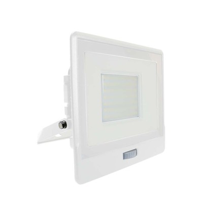 Vt-158s LED projektør 50W - med PIR-sensor, Samsung-chip, 4000K, hvitt hus