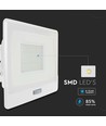 Vt-158s LED projektør 50W - med PIR-sensor, Samsung-chip, 4000K, hvitt hus