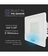 Vt-158s LED projektør 50W - med PIR-sensor, Samsung-chip, 4000K, hvitt hus