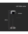 2W oppladbar LED bordlampe, IP54 - 200lm, dimbar, touch, 8-10 timer batteri, sort finish