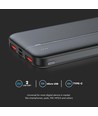 10000 VT-10000 powerbank - 10000mAh, hurtiglading, svart