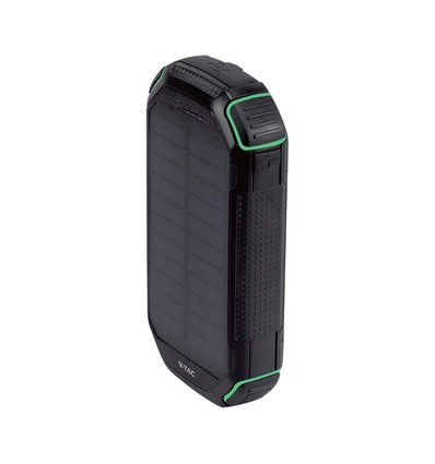 30.000mAh Solar Powerbank med trådløs lading, 20W - Sort, 111Wh, aluminium, USB-C PD, solcellepanel