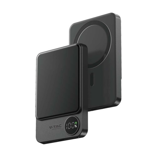 9 mm Ultra Tynn powerbank - 10000 mAh, aluminiumlegering, magnetisk, trådløs hurtiglading, romgrå