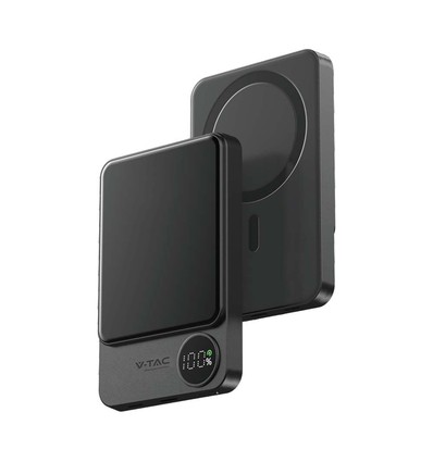 10000mAh trådløs magnetisk powerbank, 20W - Ultra-tynn, aluminium, MagSafe, digitalt display, space grey