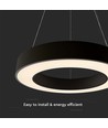 60cm 50W dimbar LED pendel - 122lm/W, 6100lm, sort ring, 4000K, TRIAC dimbar