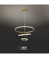 32W LED pendel, 3 ringer - Gull, Ø60+40+20cm, 3880lm, 3000K, dekorativ taklampe