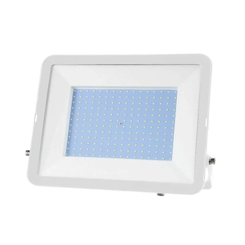 200W LED lyskaster med Samsung chip - 100lm/W, IP65, hvit kropp, hvitt glass, 6500K