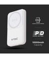VT-3529 Powerbank - 10000mAh, magnetisk, trådløs, med metallring, hvit