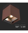 Vt-11109 LED 9W - COB solcellevegglampe med PIR-sensor, 3000K, corten hus, IP65