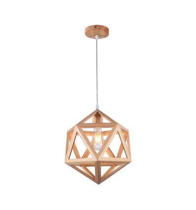 Ø30cm Designer pendeloppheng i trelook - E27 sokkel, geometrisk design, maks. 60W, uten lyskilde