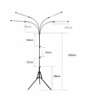 LEDlife vekstlys med stativ - Svart, 4 lamper, justerbar høyde, fleksible armer