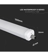 12x V-Tac vanntett 48W komplett LED armatur - 150 cm, 120lm/W, IP65, gjennomgangskobling, 230V