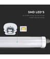12x V-Tac vanntett 48W komplett LED armatur - 150 cm, 120lm/W, IP65, gjennomgangskobling, 230V