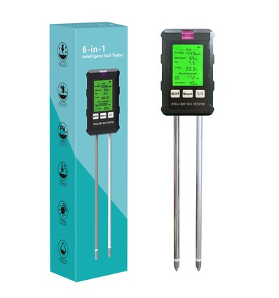 6 i 1 måler - Måling av pH, fukt, temperatur, lys, næring og luftfuktighet