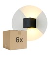6W CUBIC PRO vegglampe - IP65, sort, viderekobling, justerbar, firkantet, opp/ned, inne / ute, inkl. lyskilde