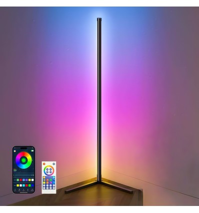 120cm RGBIC hjørnelampe - Sort, Wifi app-styring og fjernkontroll