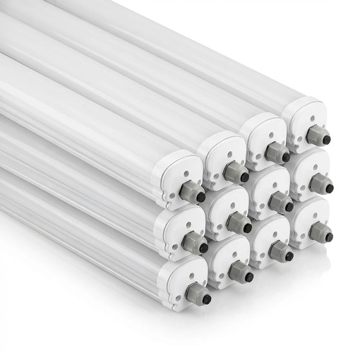 12 stk. V-Tac vanntett 36W komplett LED-armatur - 120 cm, 120lm/W, gjennomgangskoblet, IP65, 230V