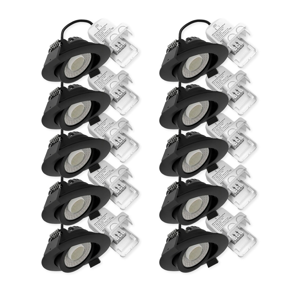 10x 7W lavprofil innfellingsspot RA96 - DimToWarm+CCT, Hull: Ø6,8 cm, sort kant, dimbar - Dimbar : Dimbar, Farge på huset : Svart