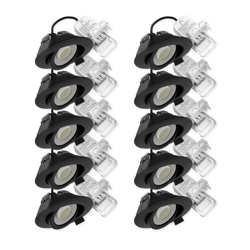 10x 7W lavprofil innfellingsspot RA96 - DimToWarm+CCT, Hull: Ø6,8 cm, sort kant, dimbar
