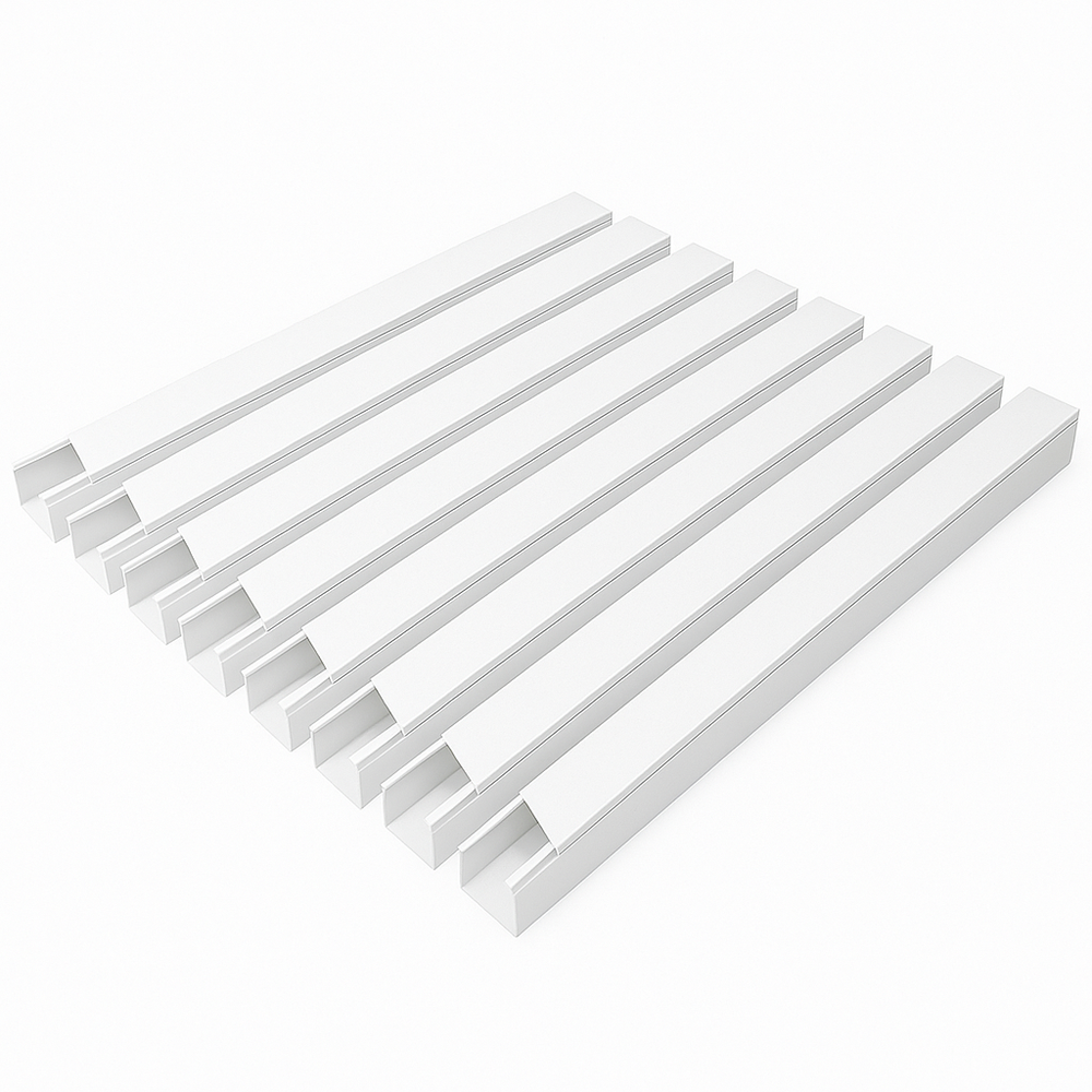10 stk. 40x40 Kabelkanal med tape - Hvit, 40x40mm, Lengde 2m