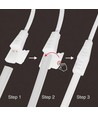 5m 9W/m vanntett slim COB strip - 230V, IP67, 296 LED/m, selvklebende, opptil 50m