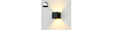 6W dimbar CUBIC PRO vegglampe - IP65, sort, viderekobling, justerbar, firkantet, opp/ned, inne / ute, inkl. lyskilde