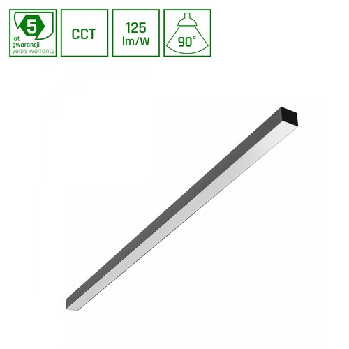 1203mm Basic LED-armatur 40W - 3CCT, 230V, 90°, IP20, 42x37mm, svart, PR, UGR19, tak