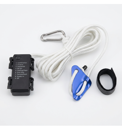 5m hvitt tau med RGB-lys - Med karabinkrok, maks. 80kg belastning