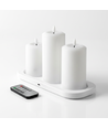 3-pakning hvite LED stearinlys, flammeeffekt - Ø2,2cm, Høyde: 24,5cm, kronelys, inkl. fjernkontroll, timer